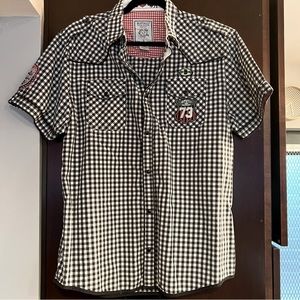 Buffalo David Bitton Mens Button Front Short Sleeve Cotton Plaid Shirt Large L